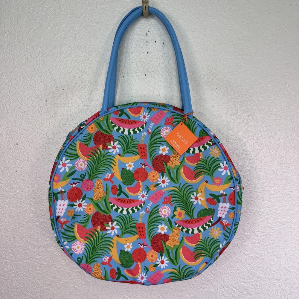 Ban.do Go Outside Picnic Cooler Tote Bag Fruit Print Insulated Beach Blue NEW